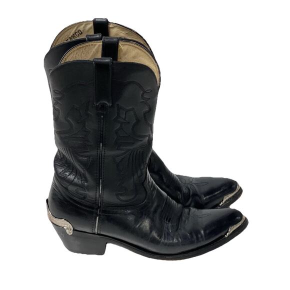 Durango Men's Black Round Toe Silver Toe Trimmed Cowboy Boots Size-10D - Picture 4 of 7